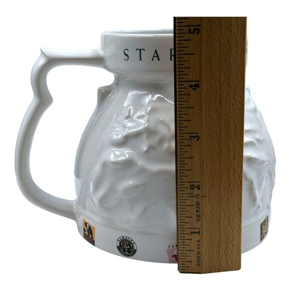 Vintage 1997 Starbucks Mug AROUND THE WORLD Embossed Ceramic Globe Lid Travel - Picture 16 of 16